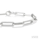 1 Ctw Round Cut Diamond Paperclip Bracelet in 14K White Gold
